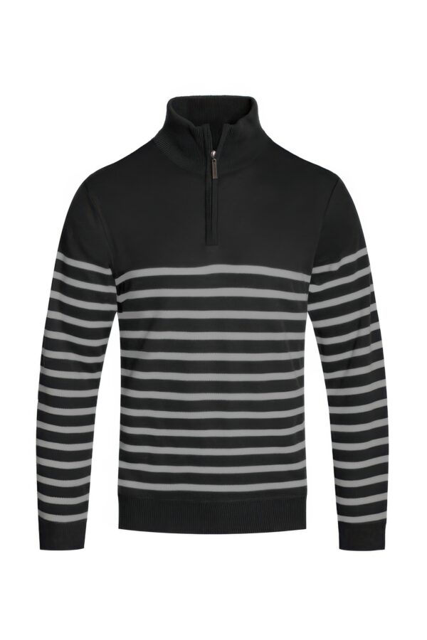 Men’s Quarter-Zip Pullover Sweater – Two-Tone Stripes