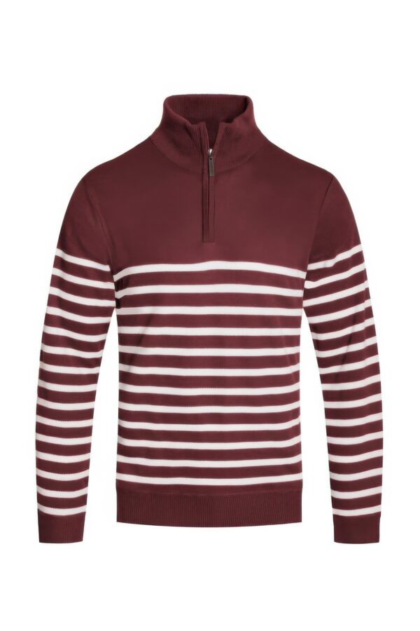 Men’s Quarter-Zip Pullover Sweater – Two-Tone Stripes
