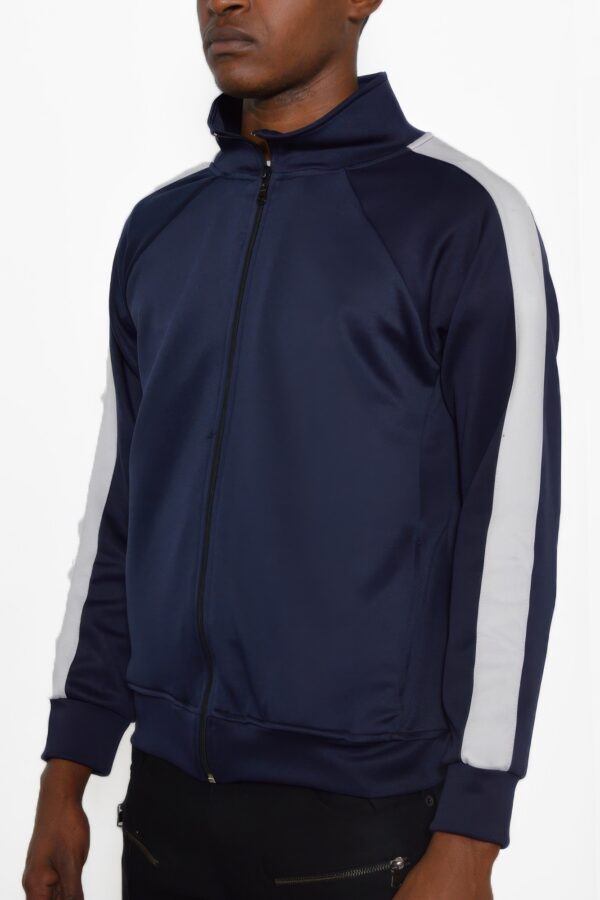 Slim Zip-Up Track Jacket with Side Stripe