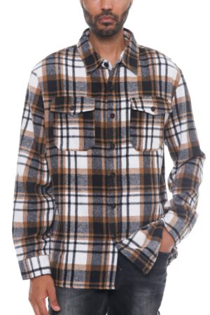 Men’s Brushed Checkered Flannel Shacket – Soft Layering