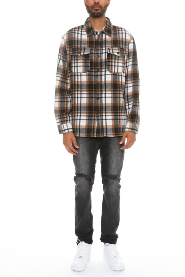 Men’s Brushed Checkered Flannel Shacket – Soft Layering