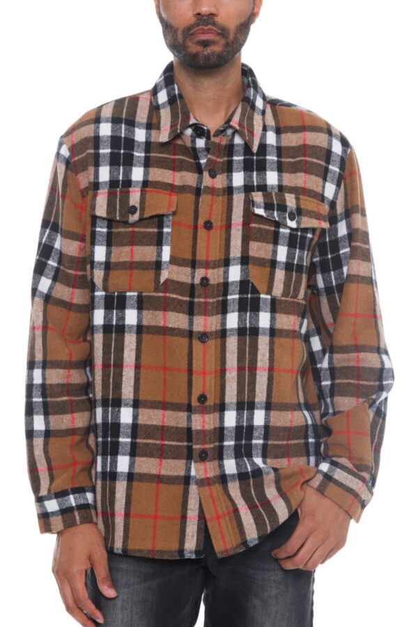 Men’s Brushed Checkered Flannel Shacket – Soft Layering