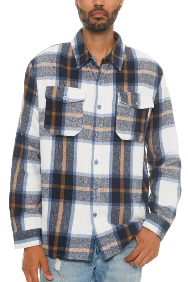 Men’s Brushed Checkered Flannel Shacket – Soft Layering