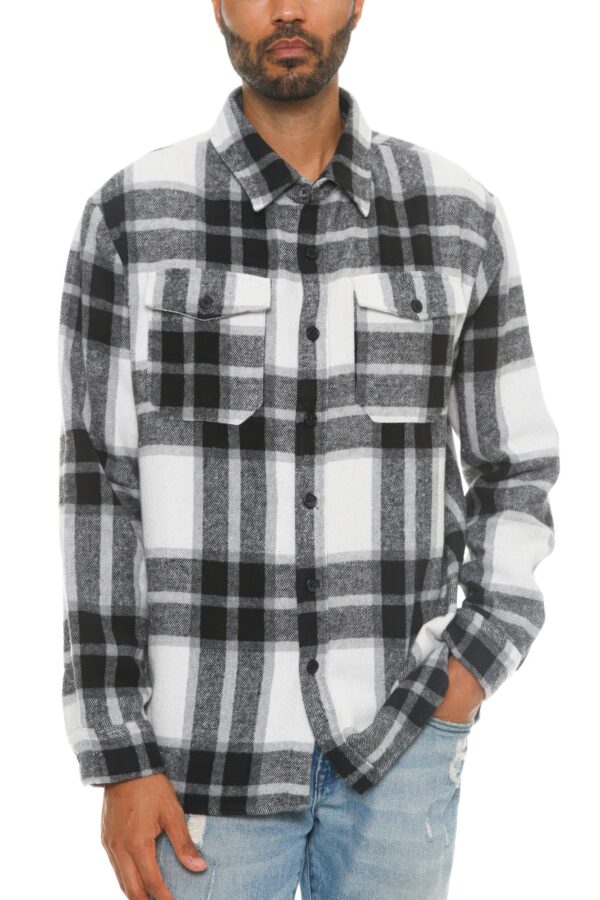 Men’s Brushed Checkered Flannel Shacket – Soft Layering