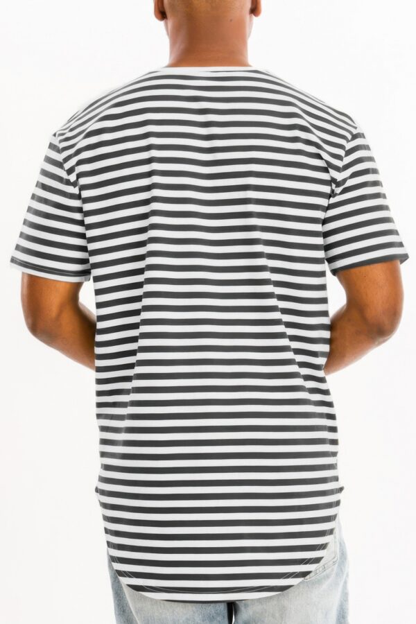 Elongated Striped Oversized Round-Neck T-Shirt