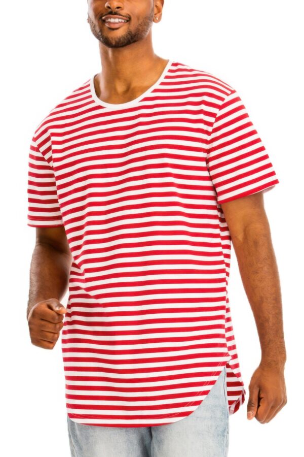 Elongated Striped Oversized Round-Neck T-Shirt