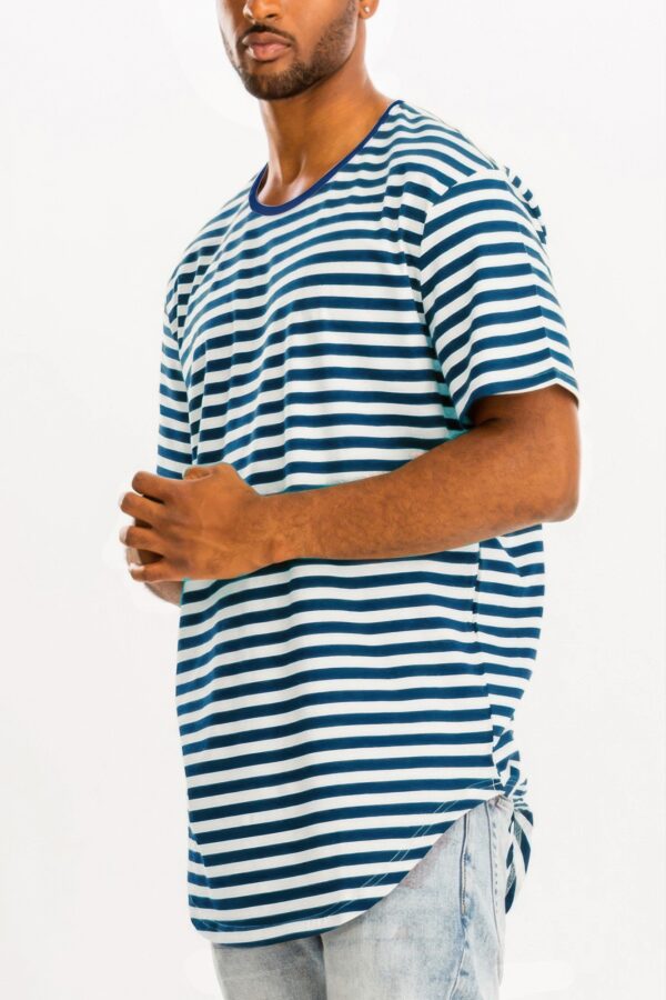 Elongated Striped Oversized Round-Neck T-Shirt