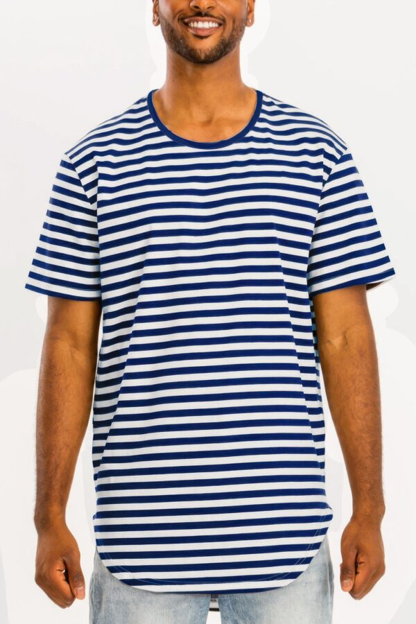 Elongated Striped Oversized Round-Neck T-Shirt