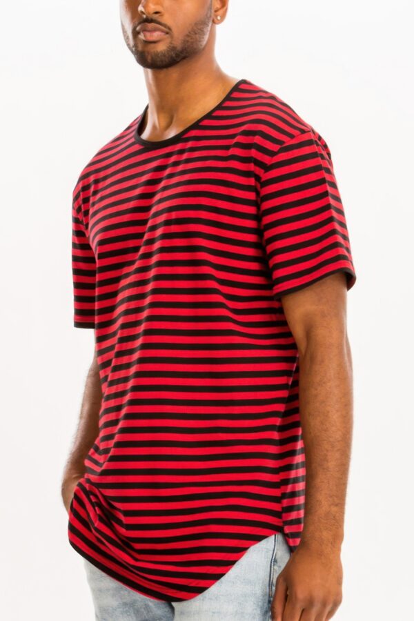 Elongated Striped Oversized Round-Neck T-Shirt