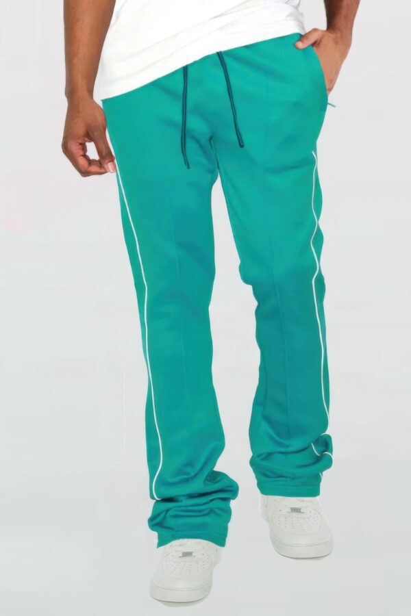 Men’s Stacked Flare Track Pants with White Side Piping