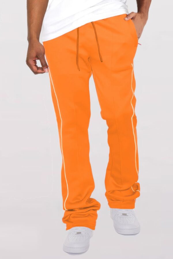 Men’s Stacked Flare Track Pants with White Side Piping