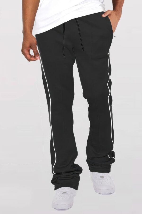 Men’s Stacked Flare Track Pants with White Side Piping