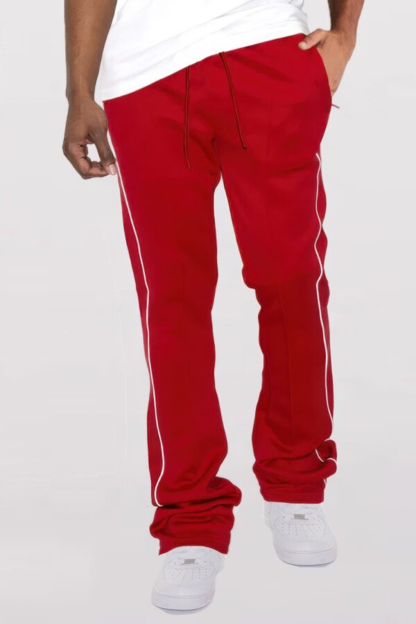 Men’s Stacked Flare Track Pants with White Side Piping