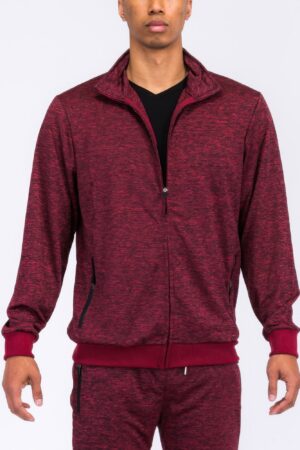 Marbled Track Jacket – Stand Collar Men’s Athletic Jacket