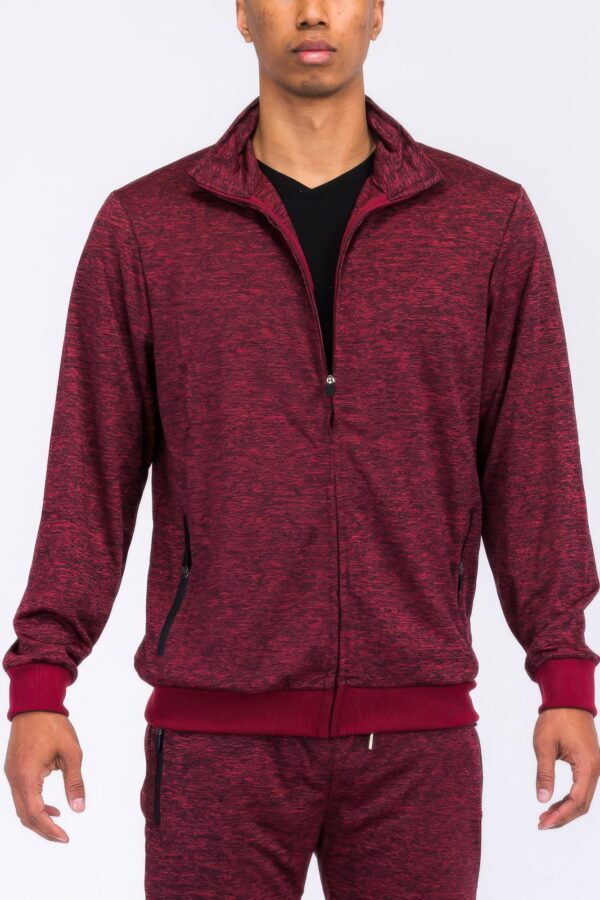 Marbled Track Jacket – Stand Collar Men’s Athletic Jacket