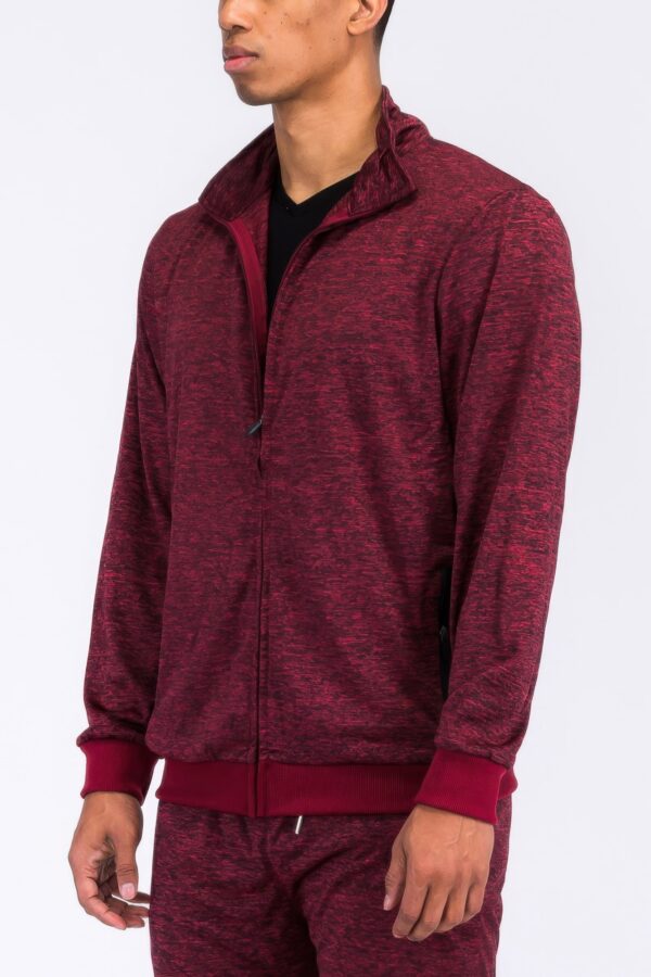 Marbled Track Jacket – Stand Collar Men’s Athletic Jacket