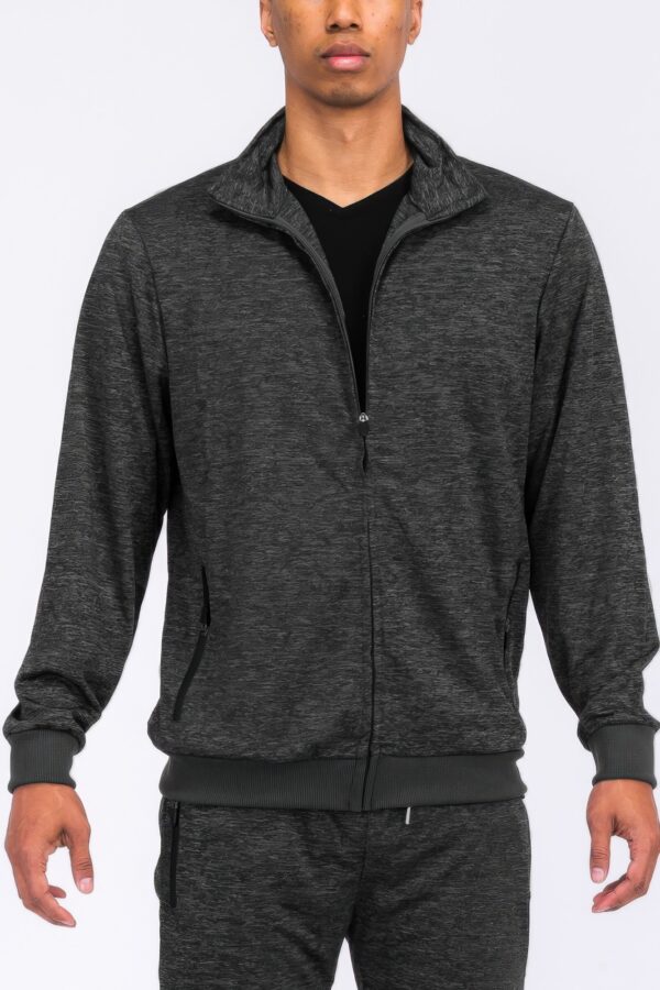 Marbled Track Jacket – Stand Collar Men’s Athletic Jacket