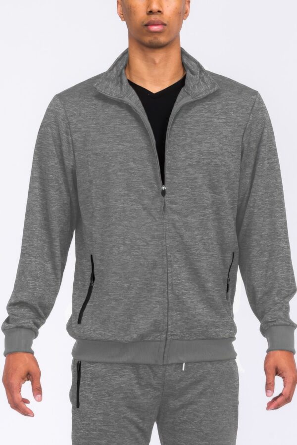 Marbled Track Jacket – Stand Collar Men’s Athletic Jacket