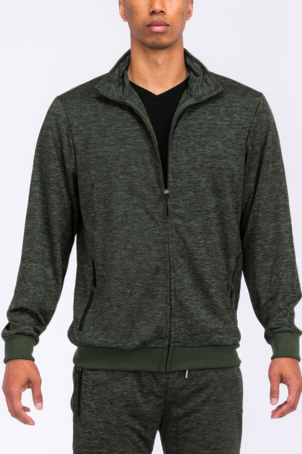 Marbled Track Jacket – Stand Collar Men’s Athletic Jacket