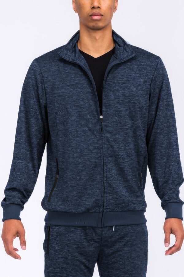 Marbled Track Jacket – Stand Collar Men’s Athletic Jacket