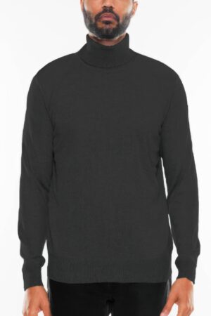 Men’s Solid Turtleneck Sweater – Classic Knit Collar