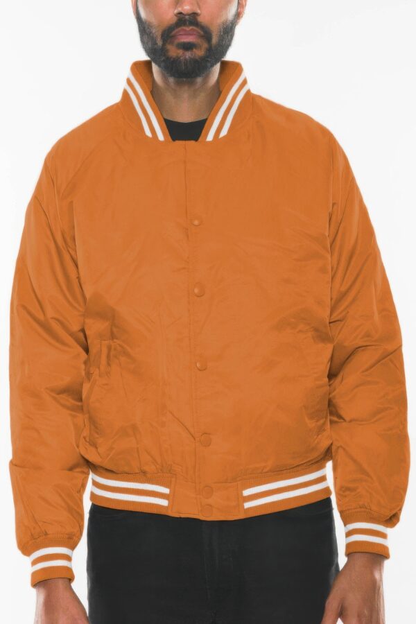 Men’s Polyester Bomber Jacket with Striped Collar