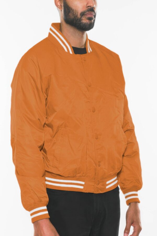 Men’s Polyester Bomber Jacket with Striped Collar