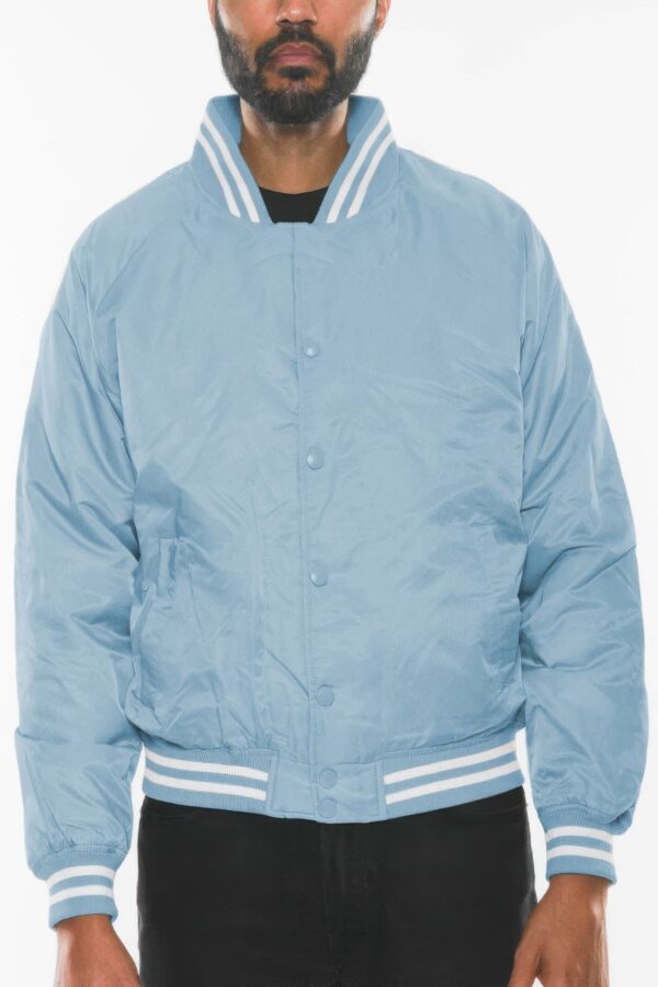 Men’s Polyester Bomber Jacket with Striped Collar