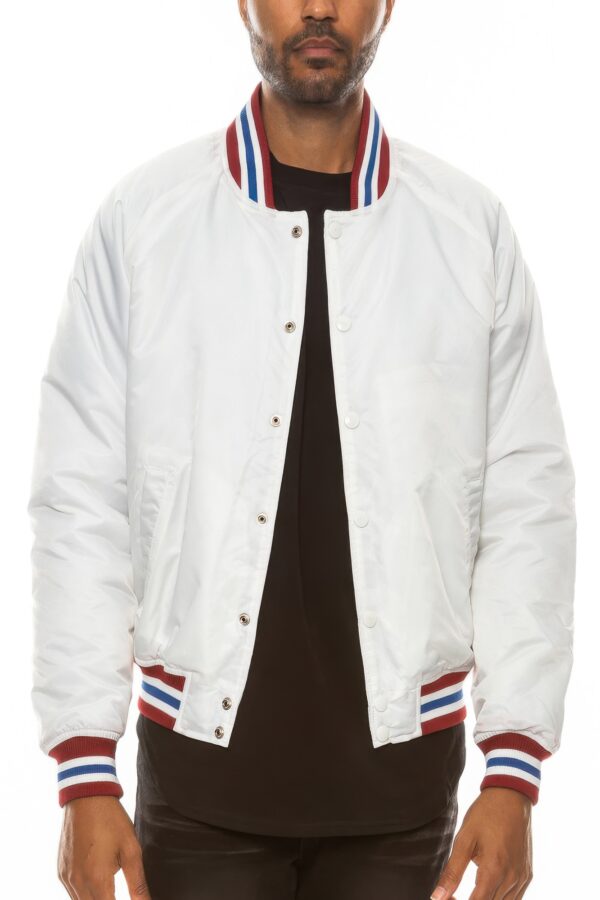 Men’s Polyester Bomber Jacket with Striped Collar