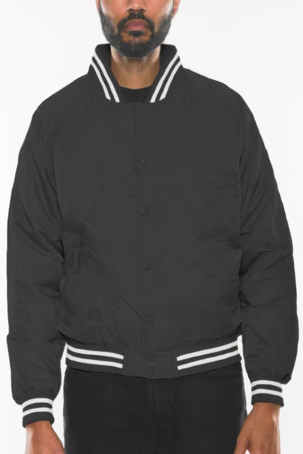 Men’s Polyester Bomber Jacket with Striped Collar