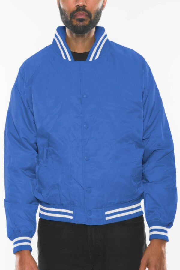 Men’s Polyester Bomber Jacket with Striped Collar