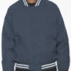 Men’s Polyester Bomber Jacket with Striped Collar