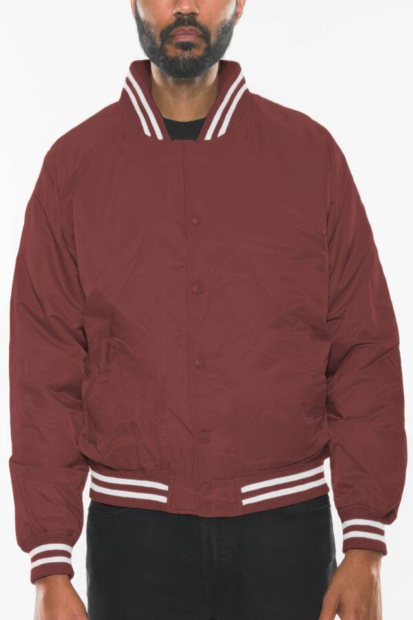 Men’s Polyester Bomber Jacket with Striped Collar