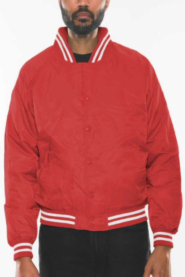 Men’s Polyester Bomber Jacket with Striped Collar