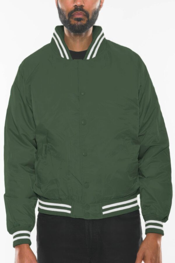 Men’s Polyester Bomber Jacket with Striped Collar