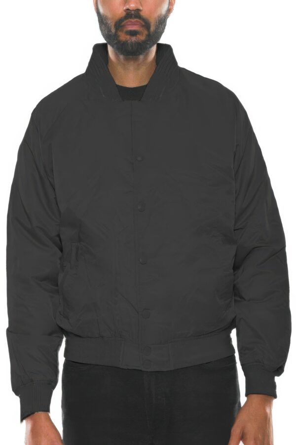 Men’s Polyester Bomber Jacket with Striped Collar