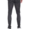 Pin Stripe Track Pants – Zipper Hem, Black & White