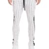 Pin Stripe Track Pants – Zipper Hem, Black & White