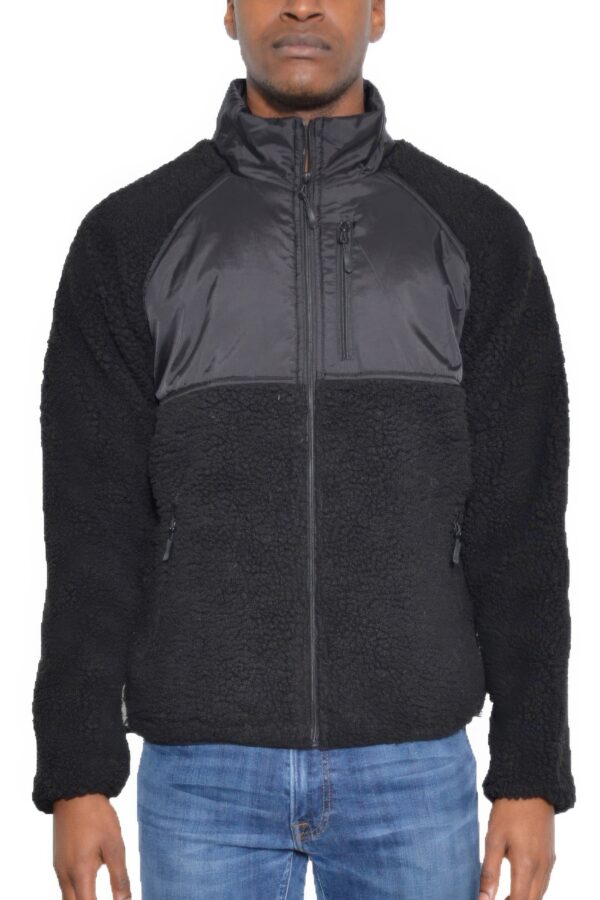 Full Zip Sherpa Fleece Jacket – Zipper Chest Pocket