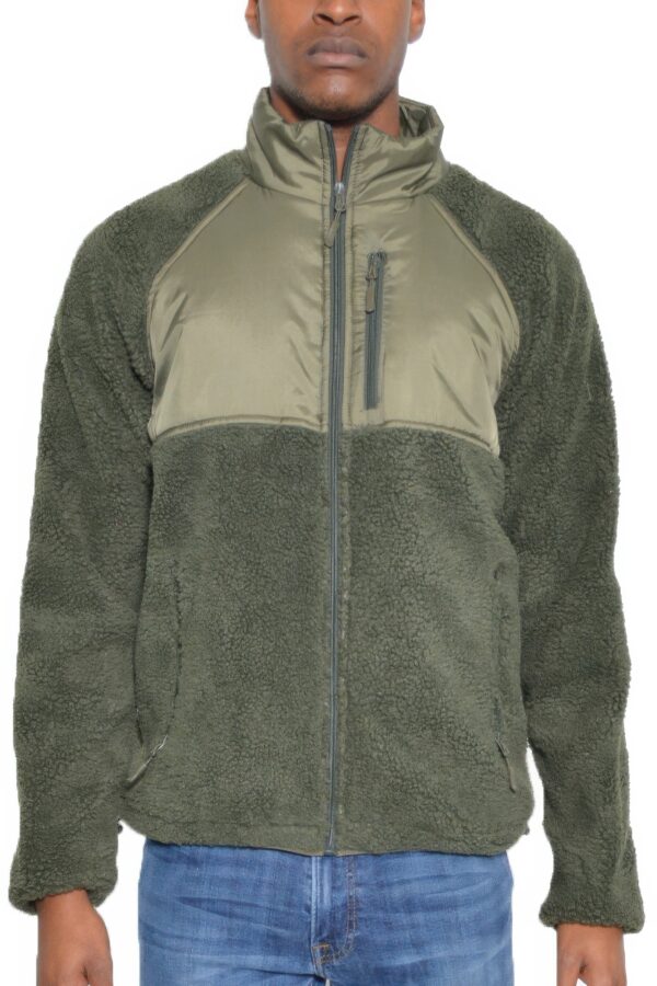 Full Zip Sherpa Fleece Jacket – Zipper Chest Pocket