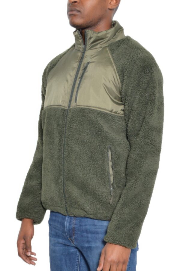 Full Zip Sherpa Fleece Jacket – Zipper Chest Pocket