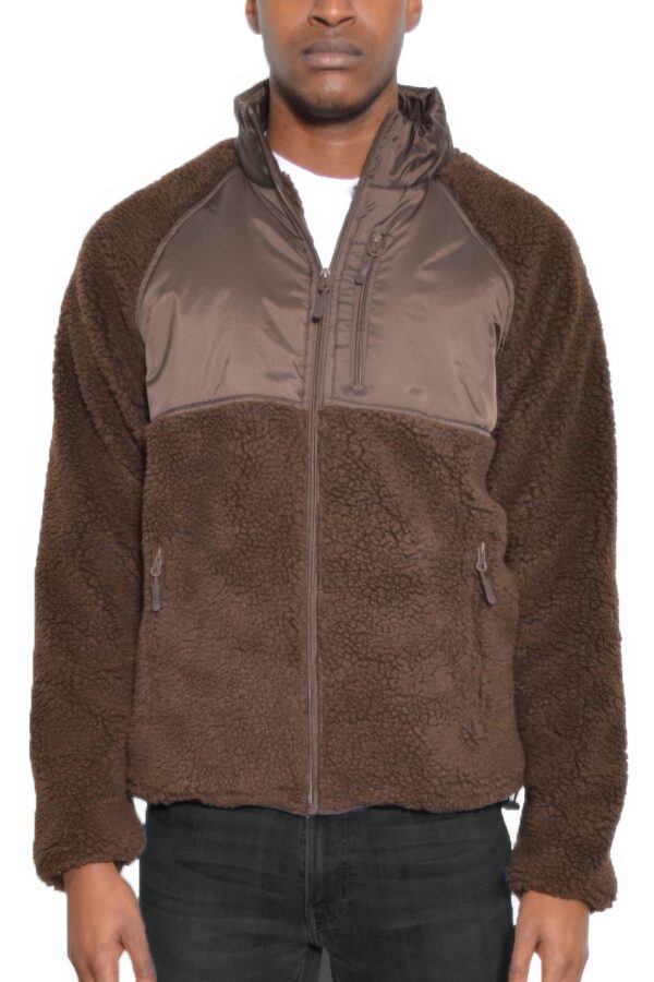 Full Zip Sherpa Fleece Jacket – Zipper Chest Pocket