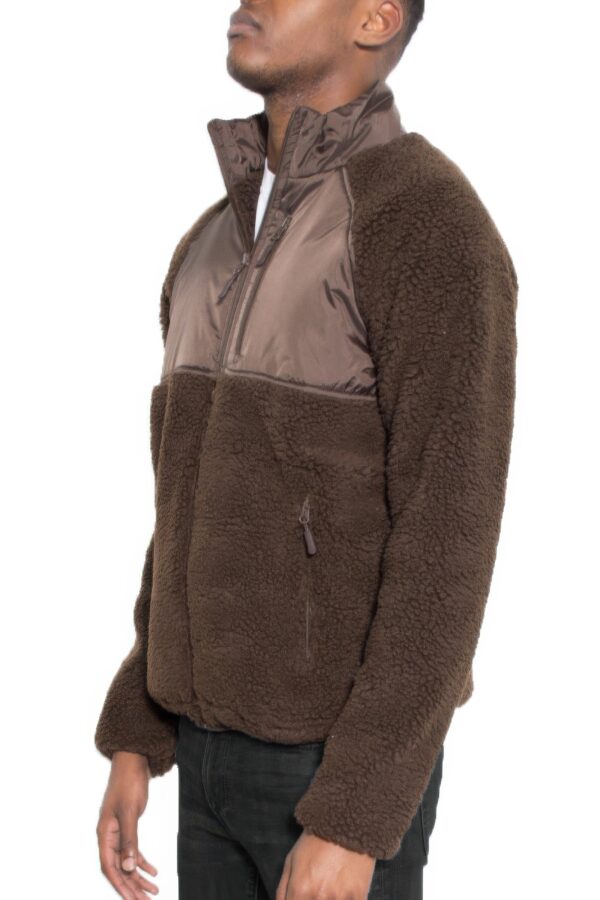 Full Zip Sherpa Fleece Jacket – Zipper Chest Pocket