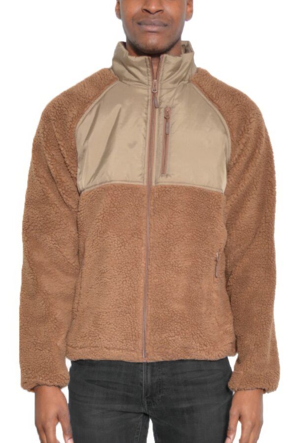 Full Zip Sherpa Fleece Jacket – Zipper Chest Pocket
