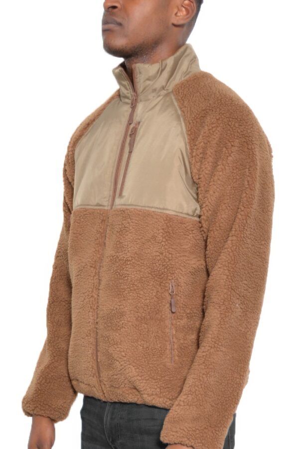 Full Zip Sherpa Fleece Jacket – Zipper Chest Pocket