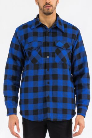 Men’s Quilted Padded Flannel Shirt-Jacket – Angled Pockets