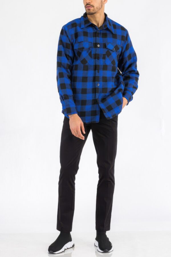 Men’s Quilted Padded Flannel Shirt-Jacket – Angled Pockets