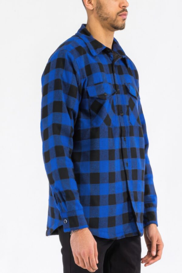 Men’s Quilted Padded Flannel Shirt-Jacket – Angled Pockets