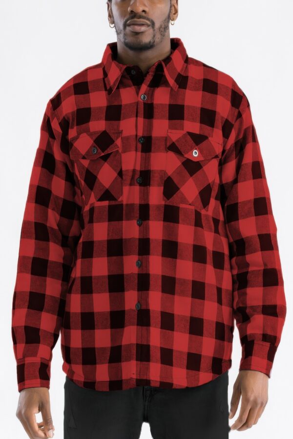 Men’s Quilted Padded Flannel Shirt-Jacket – Angled Pockets