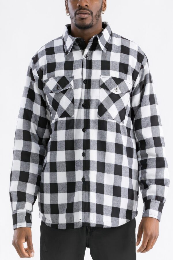 Men’s Quilted Padded Flannel Shirt-Jacket – Angled Pockets